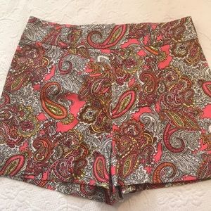 High waisted paisley shorts